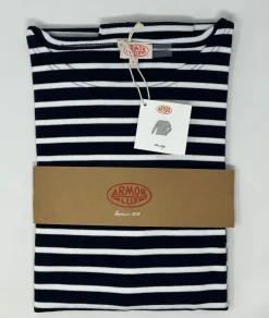 ARMOR LUX CAMICIA BRETONE COTONE SPESSO RIGA BLU/BIANCO