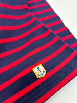 ARMOR LUX CAMICIA BRETONE COTONE SPESSO RIGA BLU/ROSSO