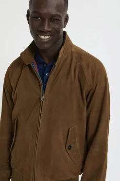 BARACUTA HARRINGTON SUEDE DARK OLIVE