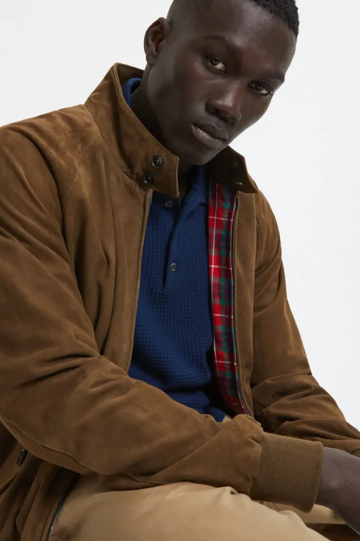 BARACUTA HARRINGTON SUEDE DARK OLIVE