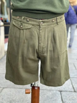 BERMUDA "ROMMEL" COTONE ECOLOGICO VERDE MILITARE