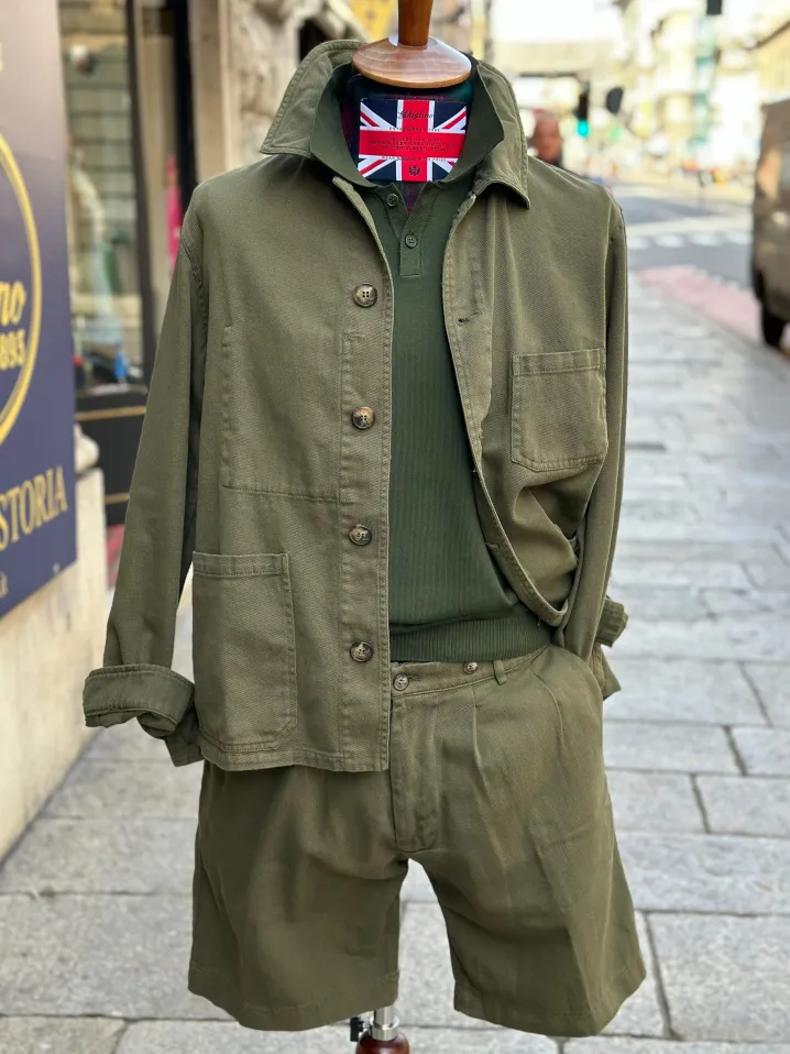BERMUDA "ROMMEL" COTONE ECOLOGICO VERDE MILITARE