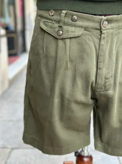 BERMUDA "ROMMEL" COTONE ECOLOGICO VERDE MILITARE
