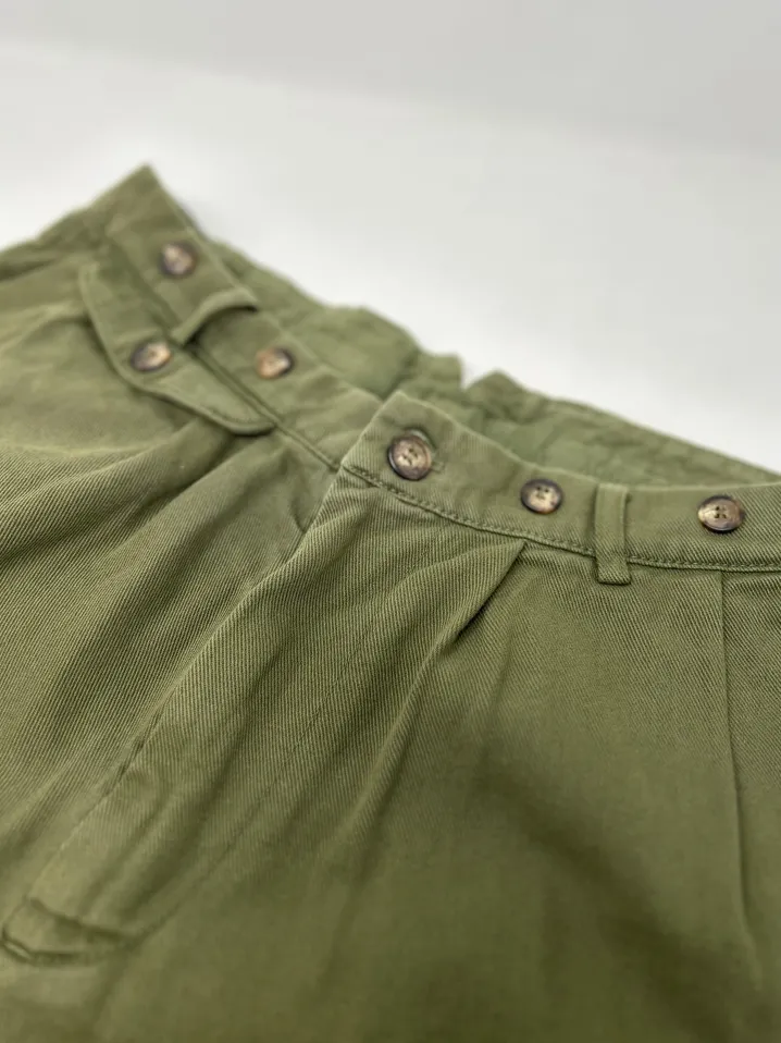 BERMUDA "ROMMEL" COTONE ECOLOGICO VERDE MILITARE