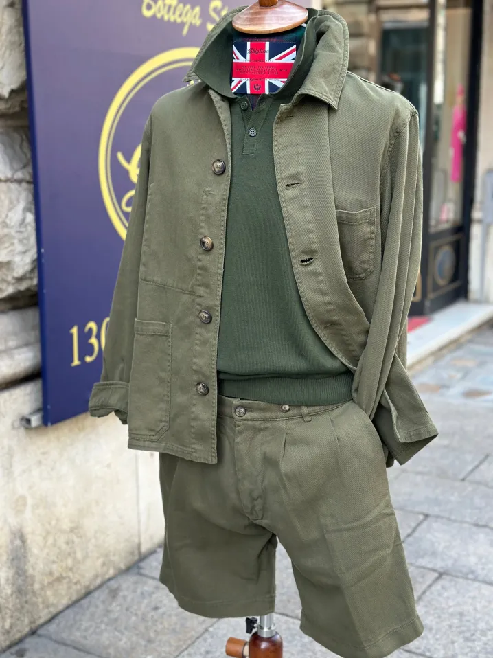 BERMUDA "ROMMEL" COTONE ECOLOGICO VERDE MILITARE