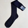 BRESCIANI CALZE LINO A COSTE BLU