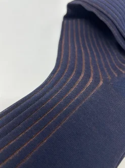BRESCIANI CALZE VANISE' COSTE BLU/MARRONE