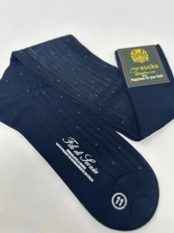 CALZA GHIGLINO 1893 FILO DI SCOZIA POIS AZZURRO