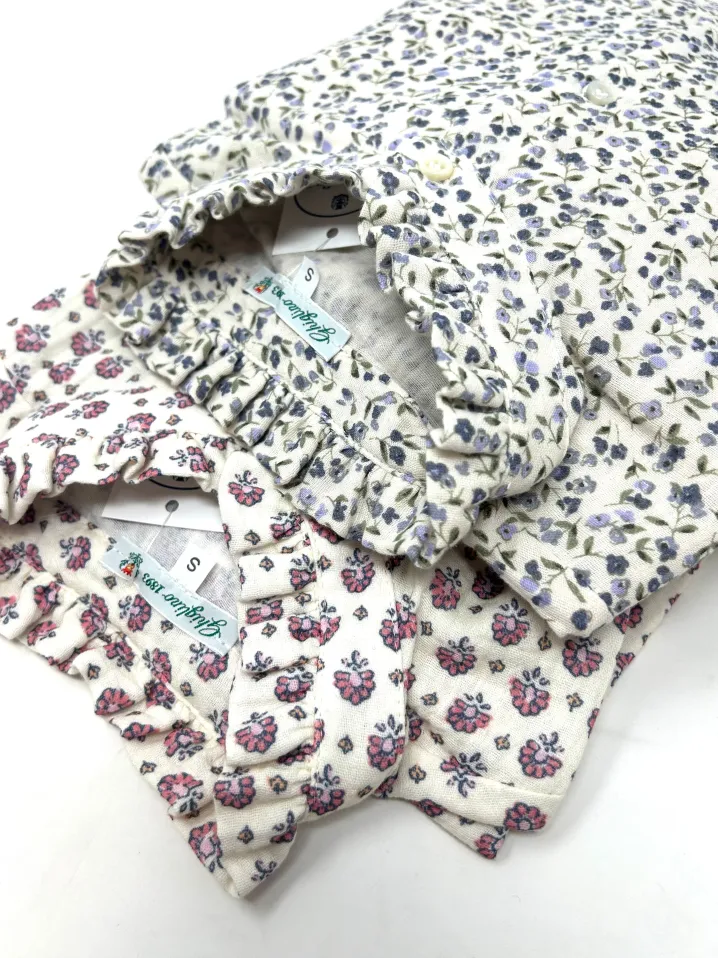 CAMICIA ALEX (OVERSIZE) COREANA CON ROUCHES FIORE LILLA IN GARZA DI CO