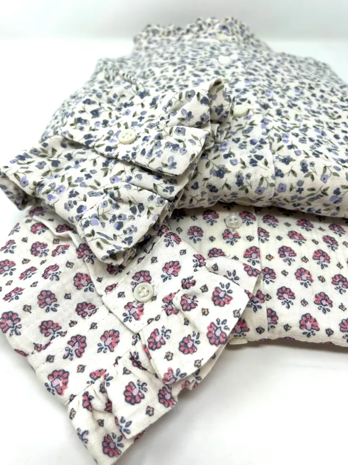 CAMICIA ALEX (OVERSIZE) COREANA CON ROUCHES FIORE LILLA IN GARZA DI CO