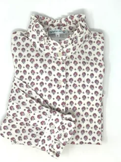 CAMICIA ALEX (OVERSIZE) COREANA CON ROUCHES FIORE ROSA IN GARZA DI COT