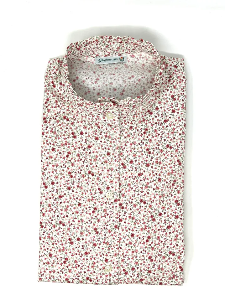 CAMICIA ALEX (OVERSIZE) FANTASIA FIORELLINO ROSA/ROSSO