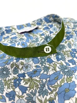 CAMICIA BETTA COREANA MADE WITH LIBERTY FABRICS FIORE AZZURRO