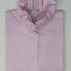 CAMICIA CARLOTTA COLLO DOPPIA MAXI ROUCHES RIGA BIANCA/ROSA