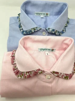 CAMICIA ERIKA OXFORD ROSA rouches LIBERTY FABRICS