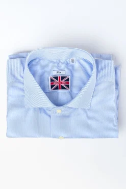 CAMICIA MILLE RIGHE BIANCO AZZURRO