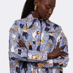 CAMICIA OVERSIZE PRINTED WAX PURPLE HANDS ENDELEA