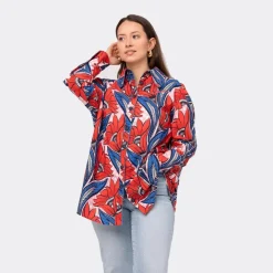 CAMICIA OVERSIZE PRINTED WAX PURPLE HANDS ENDELEA