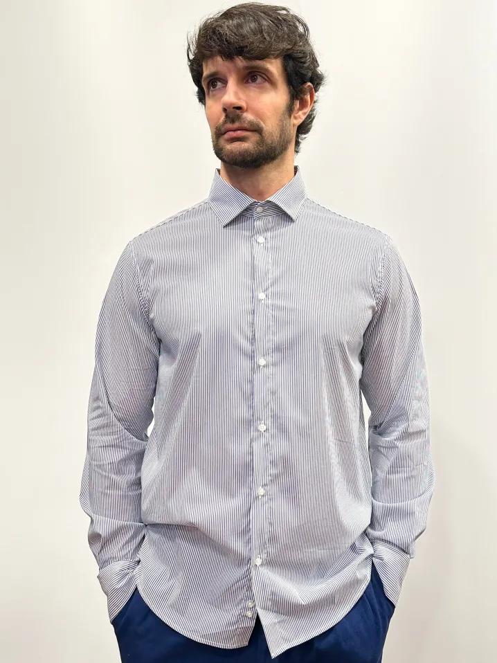 CAMICIA "KENNEDY" BASTONCINO BLU