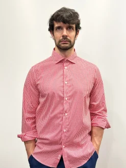 CAMICIA "KENNEDY" QUADRETTO VICHY ROSSO
