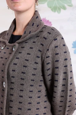 CAPPOTTINO MAGLIA MOTIVO BISCOTTO NOCCIOLA BLU