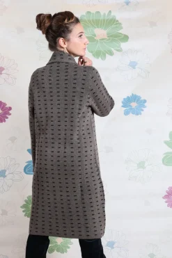 CAPPOTTINO MAGLIA MOTIVO BISCOTTO NOCCIOLA BLU