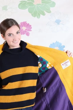 CAPPOTTO HARRIS TWEED GIALLO CON ZIP GHIGLINO1893
