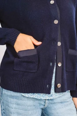 CARDIGAN "ALE" GIROCOLLO TASCHINE APPLICATE
