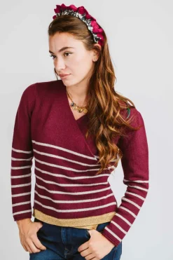 CARDIGAN "AMELIA" INCROCIATO RIGHE BORDO LUREX