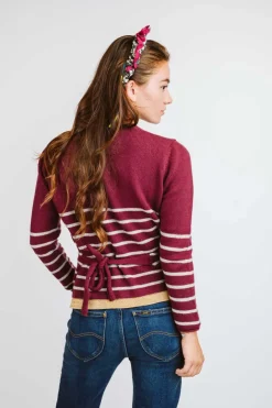 CARDIGAN "AMELIA" INCROCIATO RIGHE BORDO LUREX