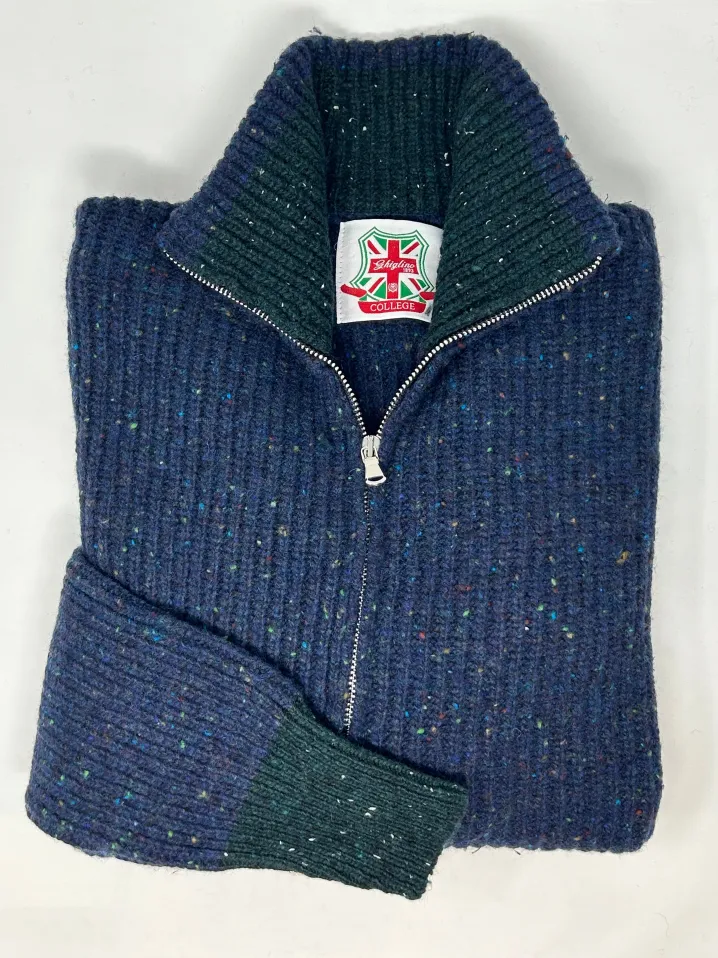 CARDIGAN ZIP "GREG" PERLATO EFFETTO TWEED
