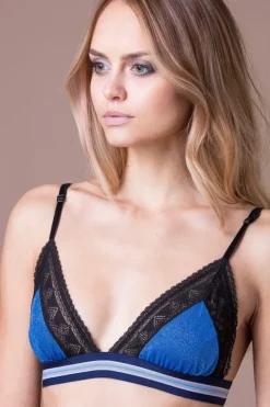 CHITE' LINGERIE COMPLETO AZZURRO LUREX E PIZZO