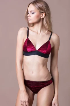 CHITE' LINGERIE COMPLETO BORDEAUX VELLUTO A POIS