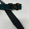 CINTURA ALPHABET STYLE REVERSIBILE PELLE NERA/CAMOSCIO PETROLIO