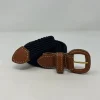 CINTURA ELASTICO BLU FIBBIA IN PELLE CUOIO G1893