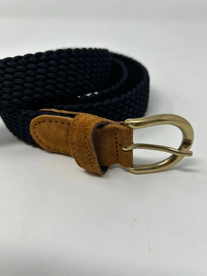 CINTURA ELASTICO G1893 BLU PUNTALE SUEDE BEIGE