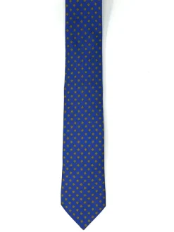 CRAVATTA BLU CINA CON ROMBO VERDE/OCRA