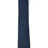 CRAVATTA BLU SETA FOULARD DISEGNO FLOREALE BIANCO