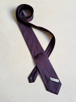 CRAVATTA MOTIVO MICRO FIORELLINO BLU ROSSO