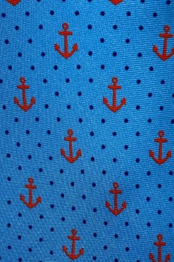CRAVATTA SETA FOULARD CELESTE ANCORE E POIS