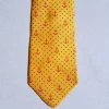 CRAVATTA SETA FOULARD GIALLA ANCORE E POIS