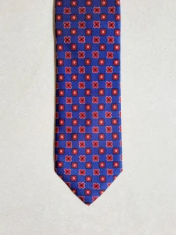CRAVATTA SETA FOULARD MOTIVO FLOREALE BLUETTE ROSSO