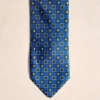 CRAVATTA SETA FOULARD MOTIVO FLOREALE CELESTE MILITARE