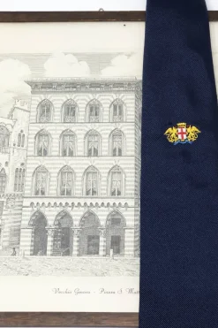 CRAVATTA STEMMA GENOVA RICAMATA A MANO