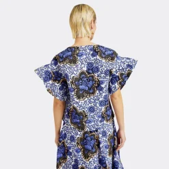 ENDELEA TOP CON VOLANT AFRICAN WAX AFRICAN FABRICS