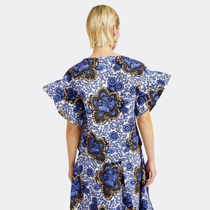 ENDELEA TOP CON VOLANT AFRICAN WAX AFRICAN FABRICS