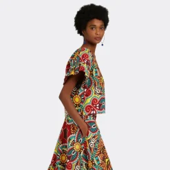 ENDELEA TOP CON VOLANT AFRICAN WAX AFRICAN FABRICS