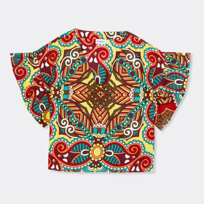 ENDELEA TOP CON VOLANT AFRICAN WAX AFRICAN FABRICS