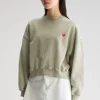 FANCY CROPPED CREWNECK SWEATSHIRT SAGE GREEN