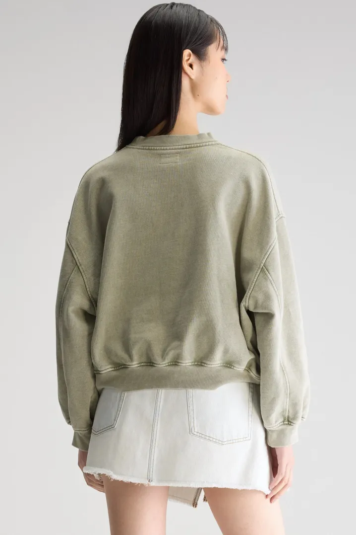 FANCY CROPPED CREWNECK SWEATSHIRT SAGE GREEN